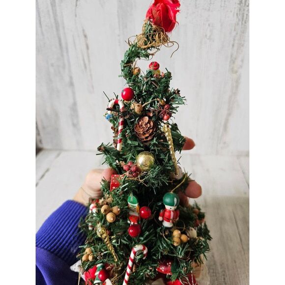 Vintage mini tree Xmas Cardinal candy cane decor - Picture 6 of 8